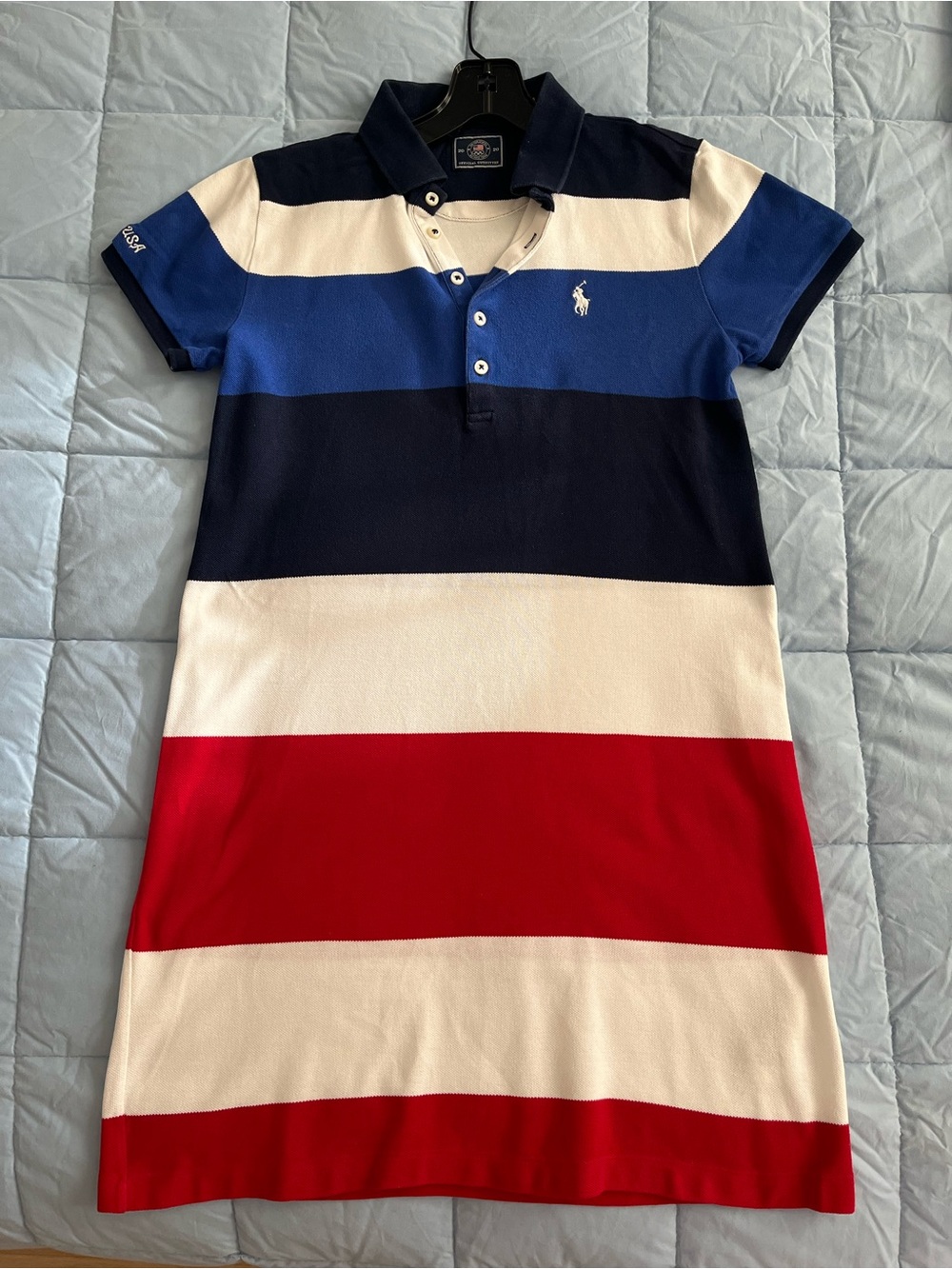 Ralph Lauren Navy, Royal Blue & White Striped Polo (Olympic Team USA 2020)